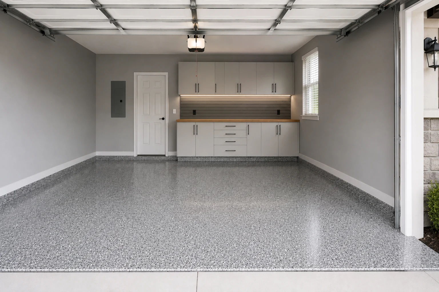 Durable epoxy garage floor finish after renovation by SAVAM House
